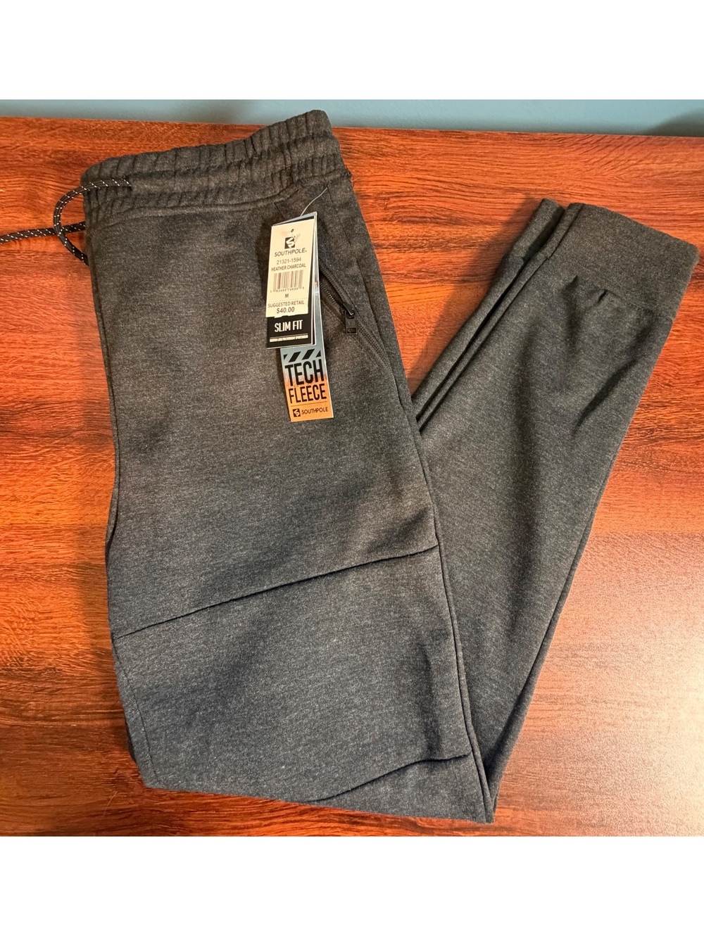 Southpole Heather Charcoal slim fit tech fleece joggers size M